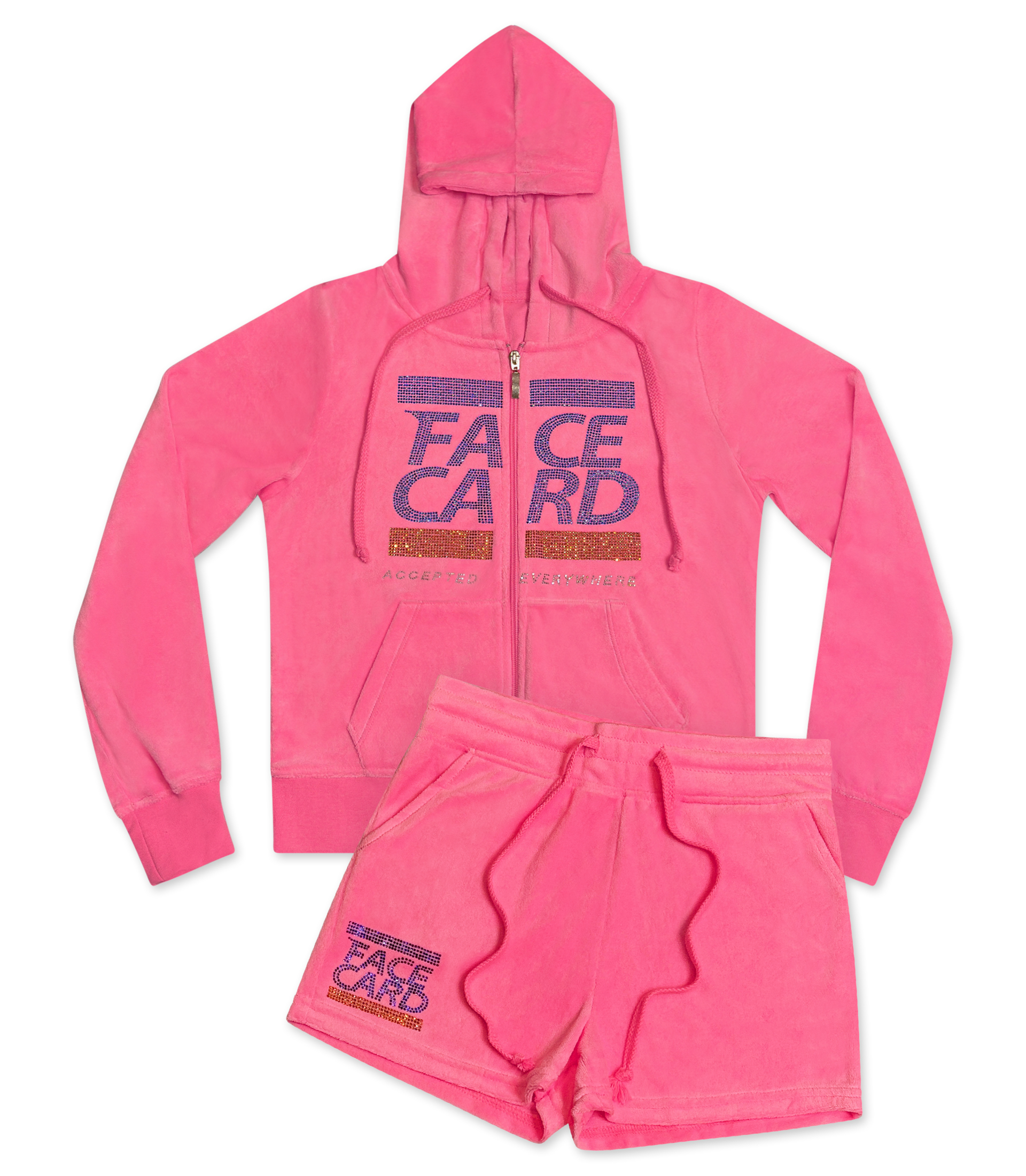Pink Velour "FACE CARD" Set