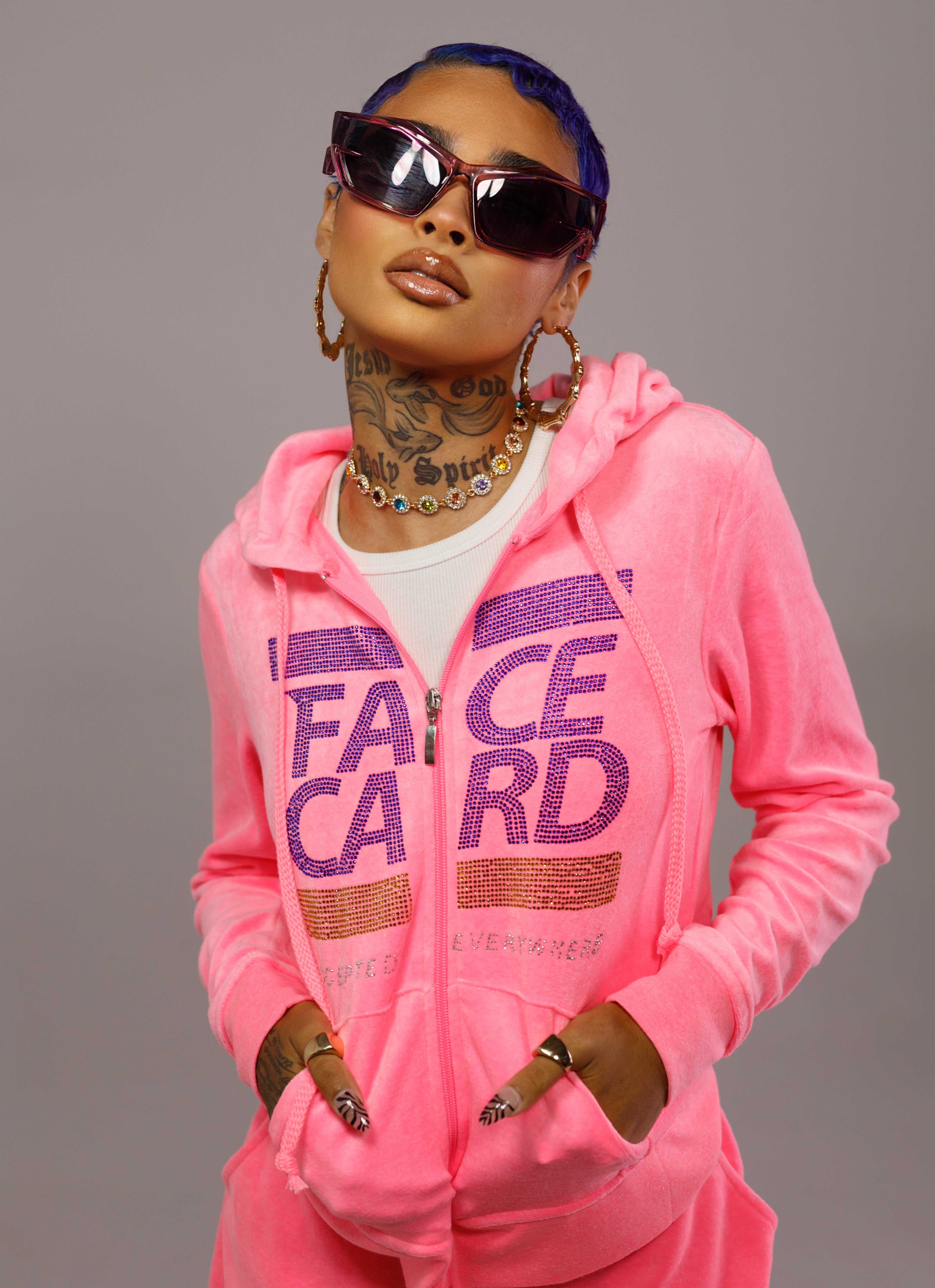 Pink Velour "FACE CARD" Set