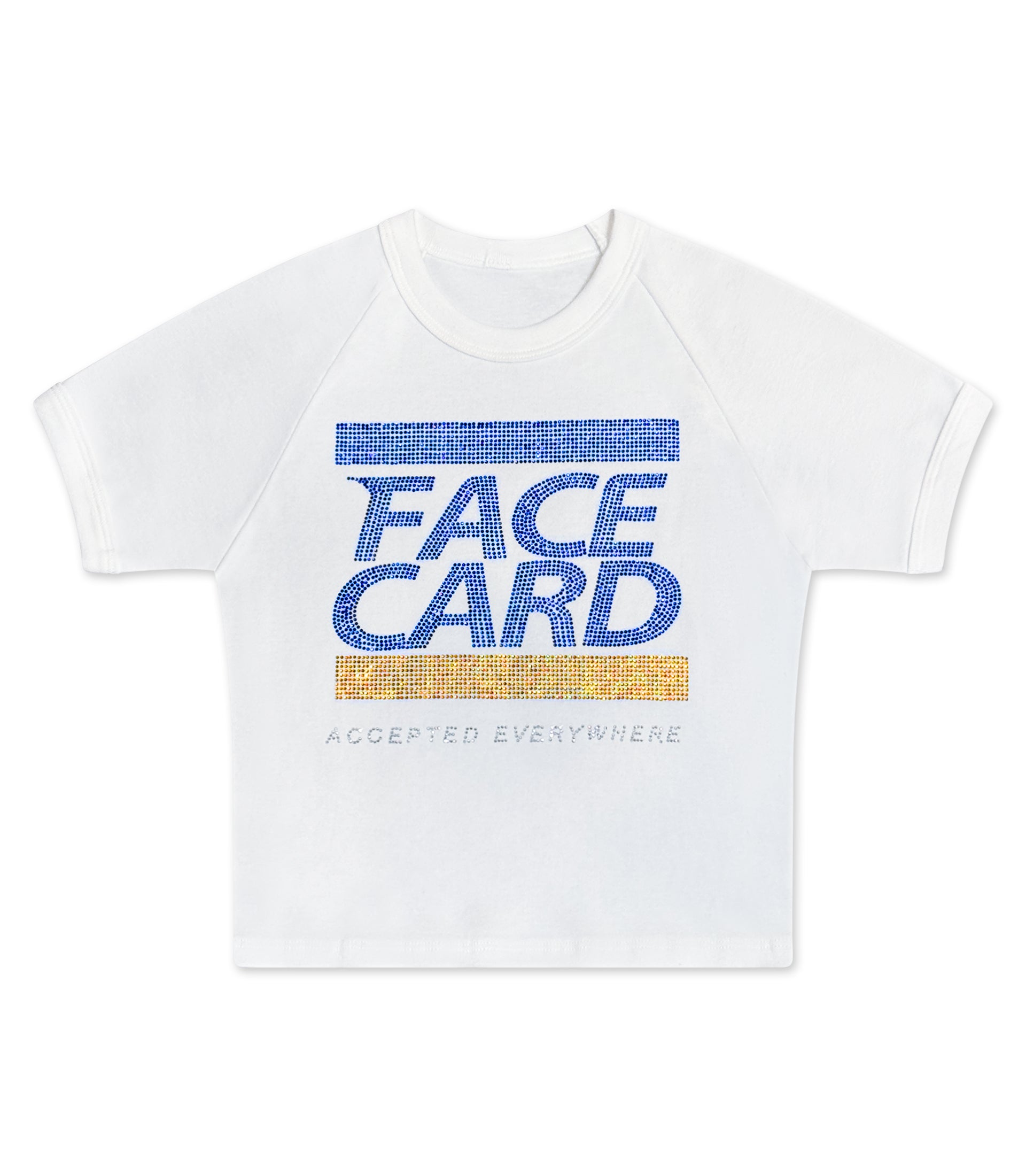 White "FACE CARD" Cropped Shirt