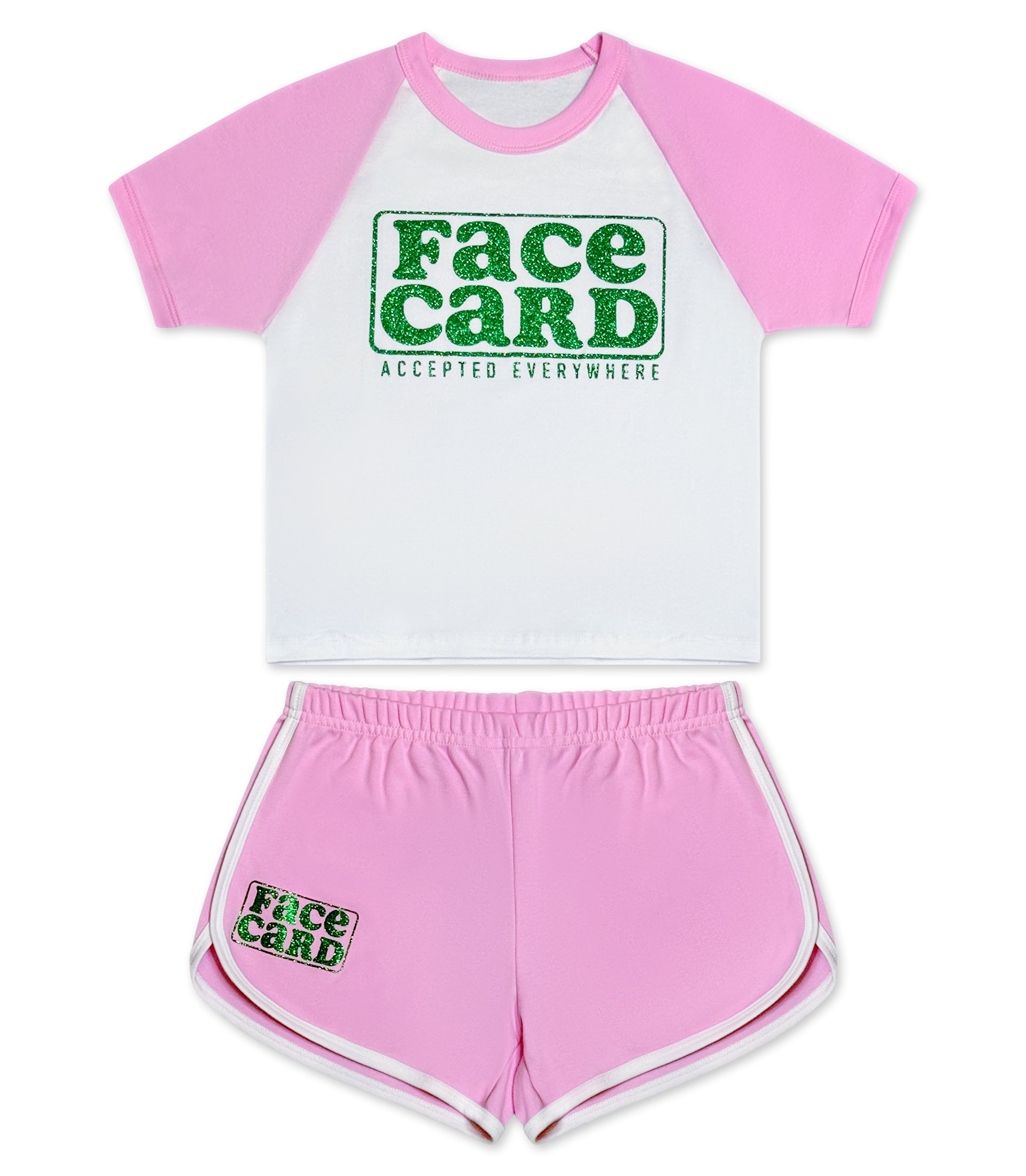 Pink Crop-Top "FACE CARD" Set