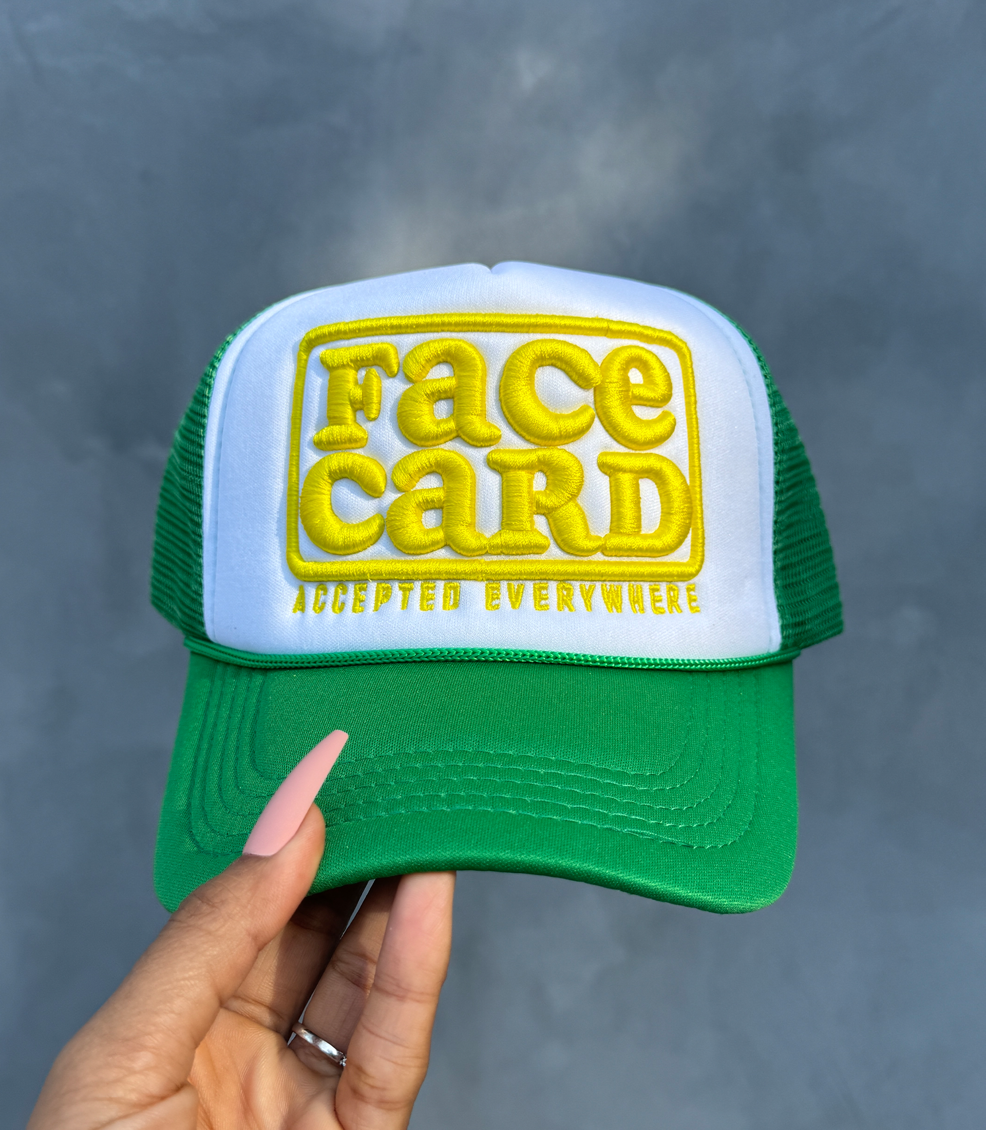 Green "FACE CARD" Trucker